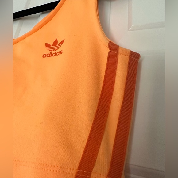 Adidas Originals 3 Stripe Cropped Tank Top Bright Orange US XS - Picture 7 of 16